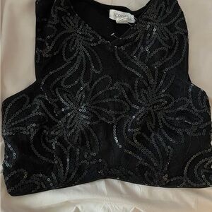 Black Sequin Crop Top